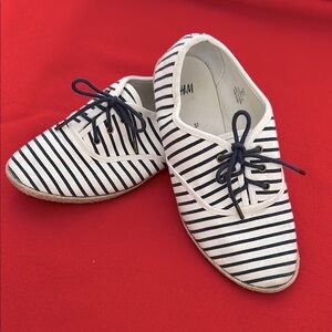 H&M Navy and White Striped Casual Sneakers